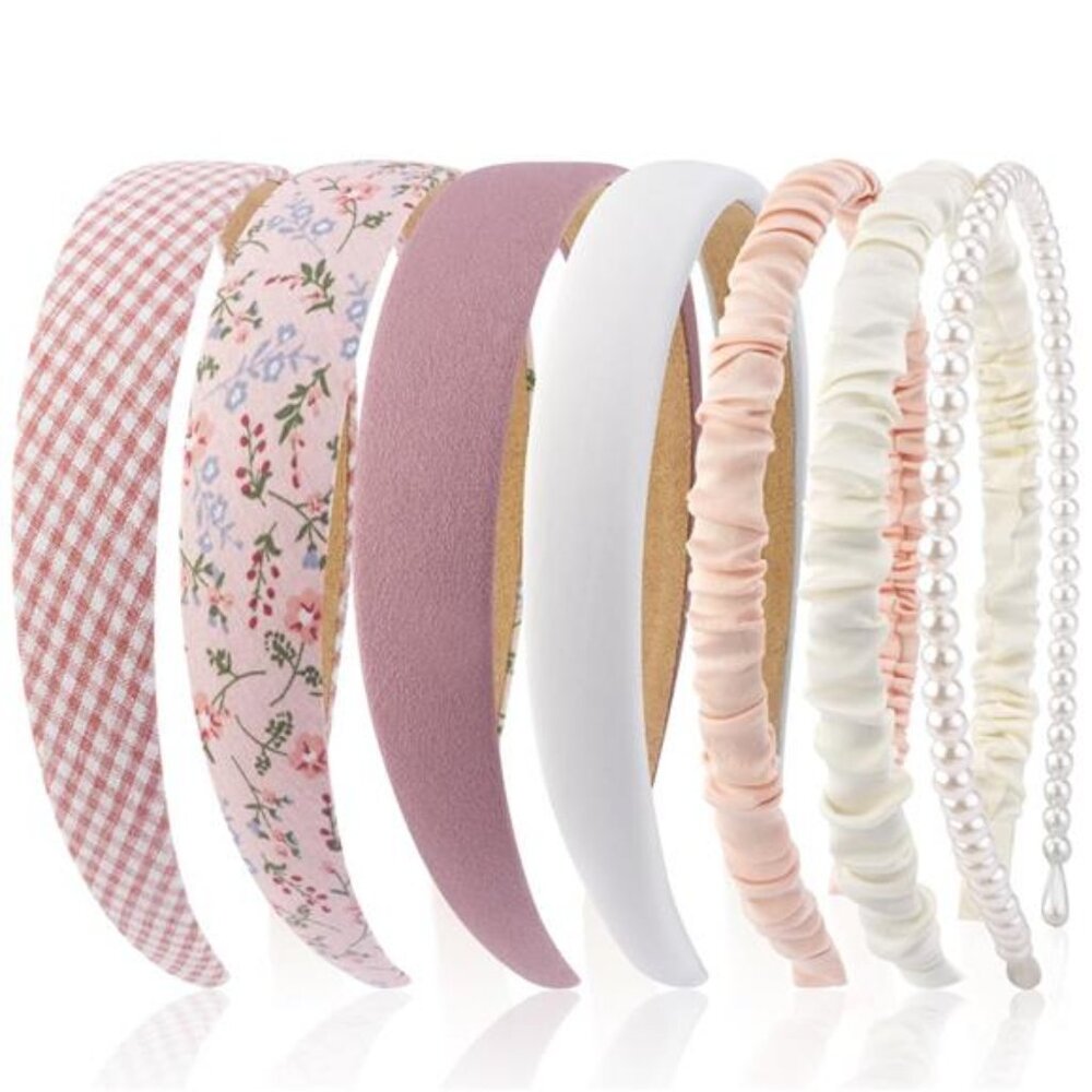 Pink Headbands Set 7 Pack Non Slip Hairbands Cute Trendy Women Girls